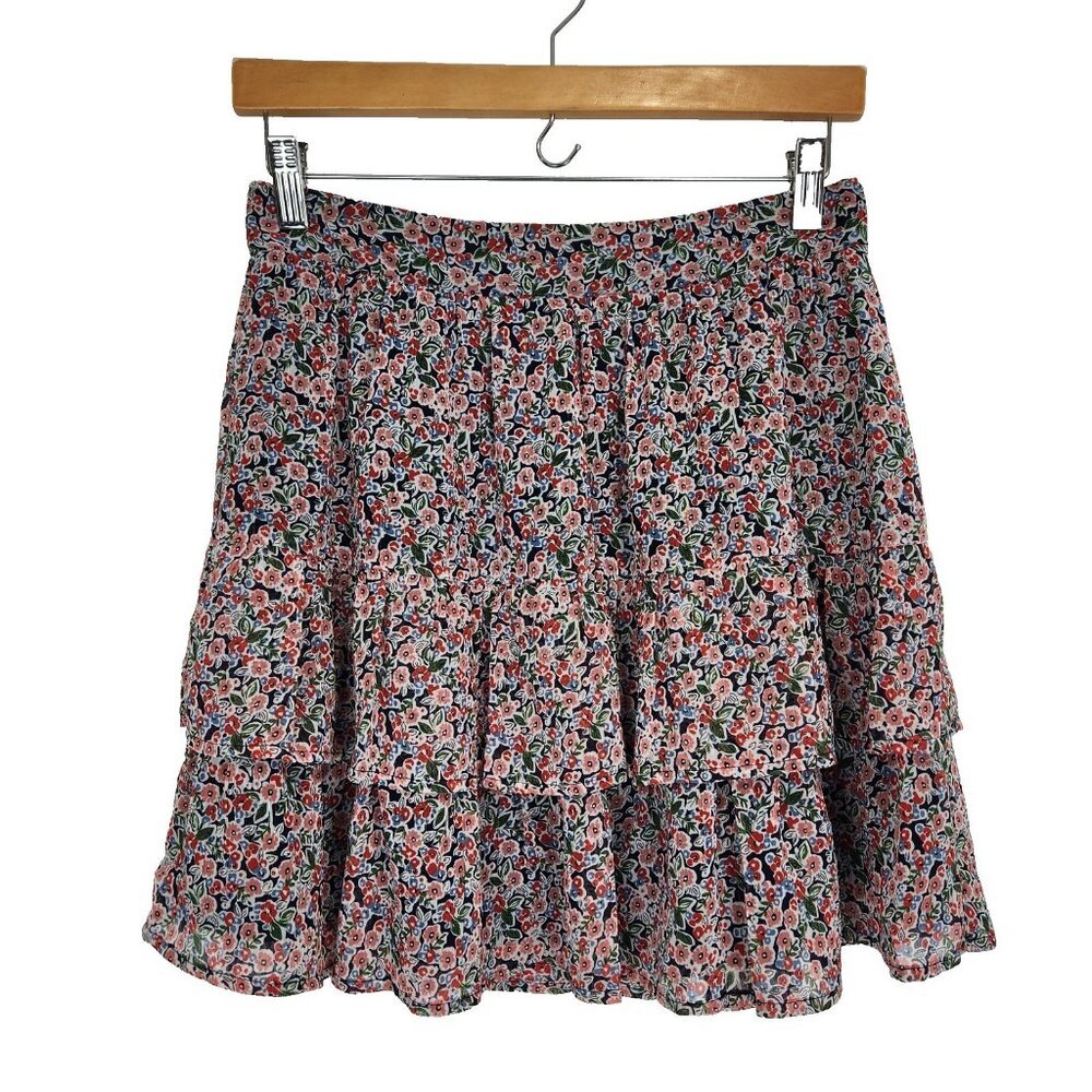 Boden NWT Ruffle Mini Skirt 6 Ditzy Floral Lined Metallic Accent Flowy Fairycore